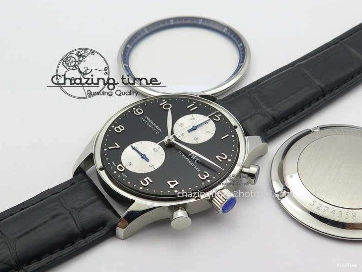 MIROTIME 0217 Modern Portuguese IW371404 ZF V3 1:1 Best Edition SS Black Dial On Black Leather Strap A 7267